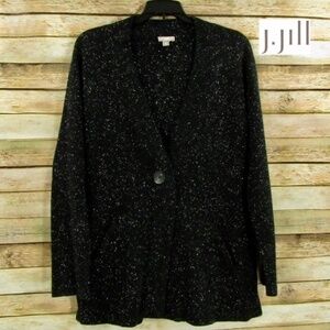 J. Jill Speckle Print One-Button Sweater Jacket M Petite